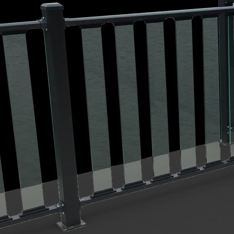 Engineered railing system on a CAT5 dock edge