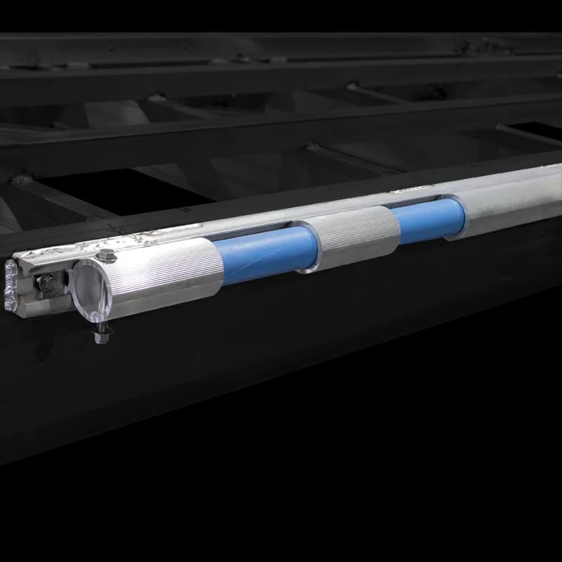 Heavy-duty proprietary gangway hinge rail on a CAT5 dock frame