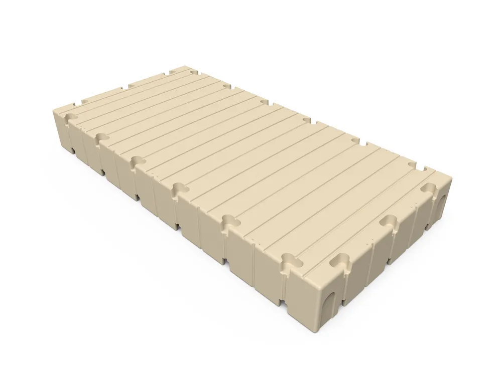 EZ Dock 60 inch by 10 foot tan polyethylene dock section, product render