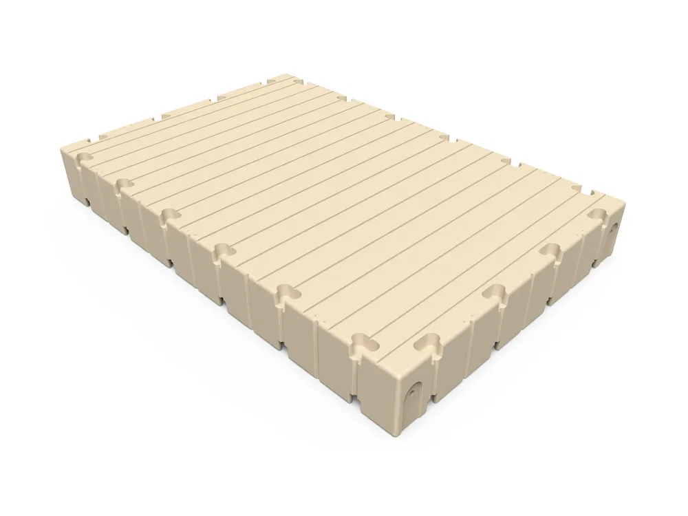 EZ Dock 80 inch by 10 foot tan polyethylene dock section, product render