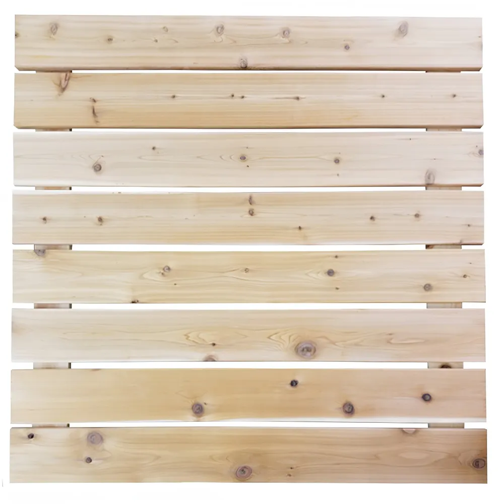 Patriot Docks 4 foot square Western Red Cedar deck panel, studio photo on white