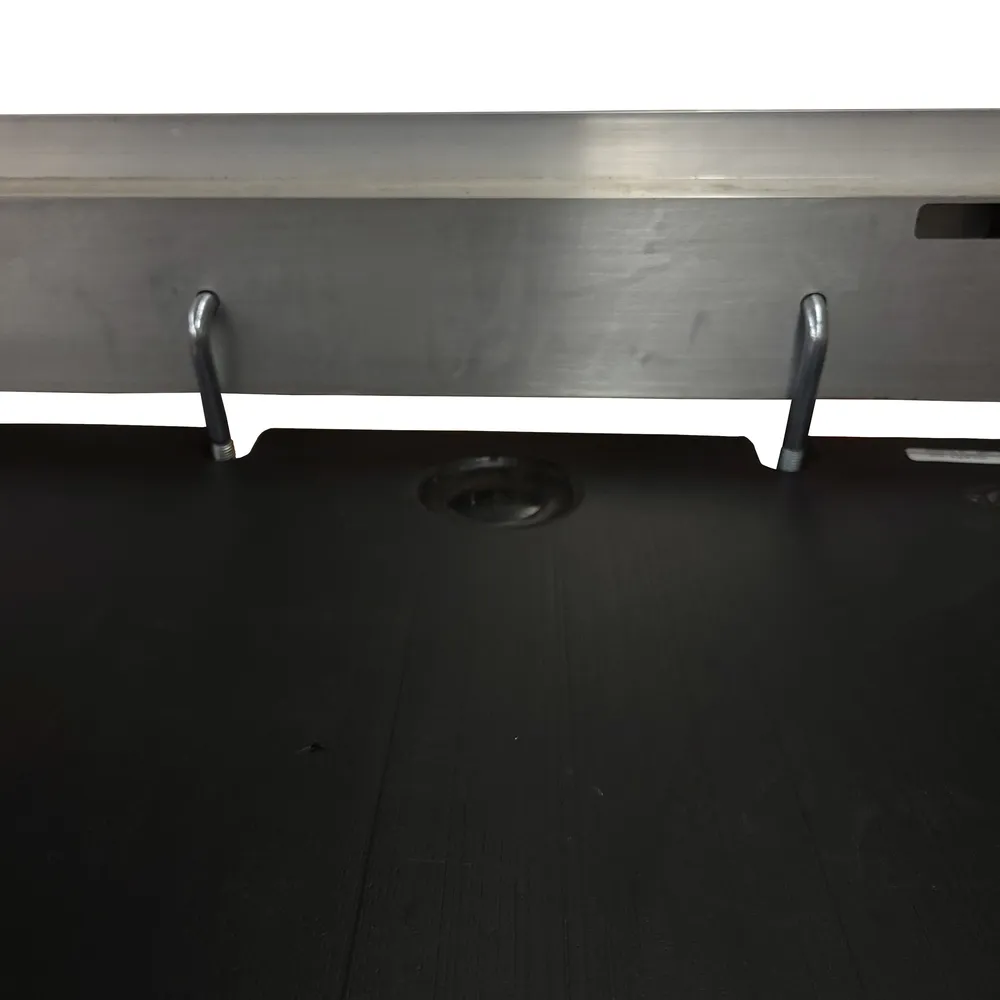 Patriot Docks galvanized J-hooks holding a dock float to an aluminum frame rail
