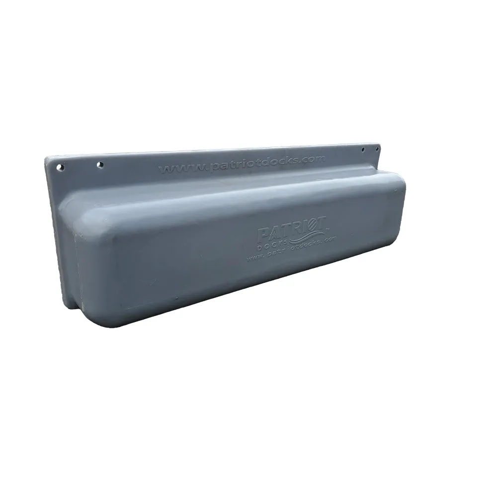 Patriot Docks 48 inch grey side stability float, studio photo on white